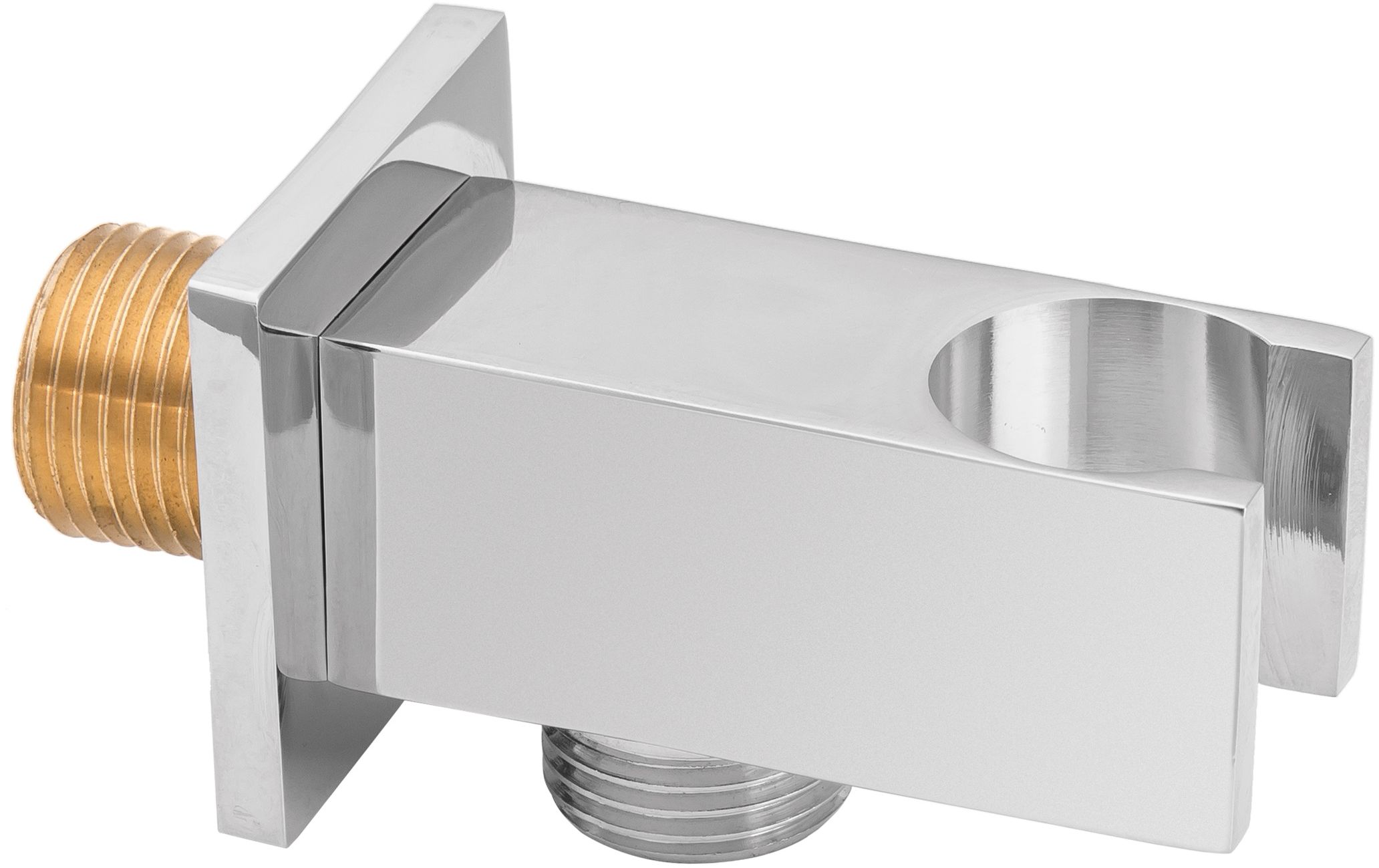 Invena Samba Plus conector angular con soporte cromo SC-P1-033