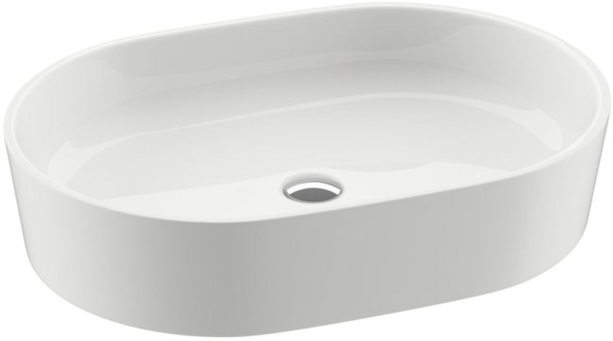 Ravak Moon lavabo 56x40 cm oval sobre encimera blanco brillante XJN01300002