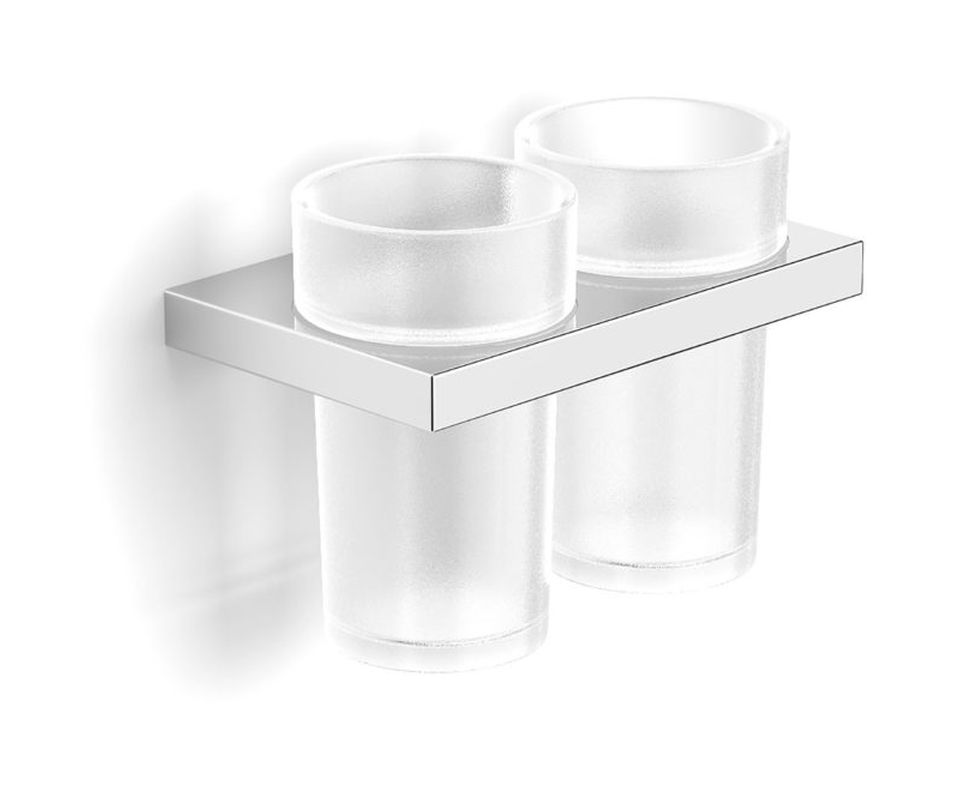 Stella Kobe conjunto de vasos de vidrio con soporte blanco-cromo 05.412