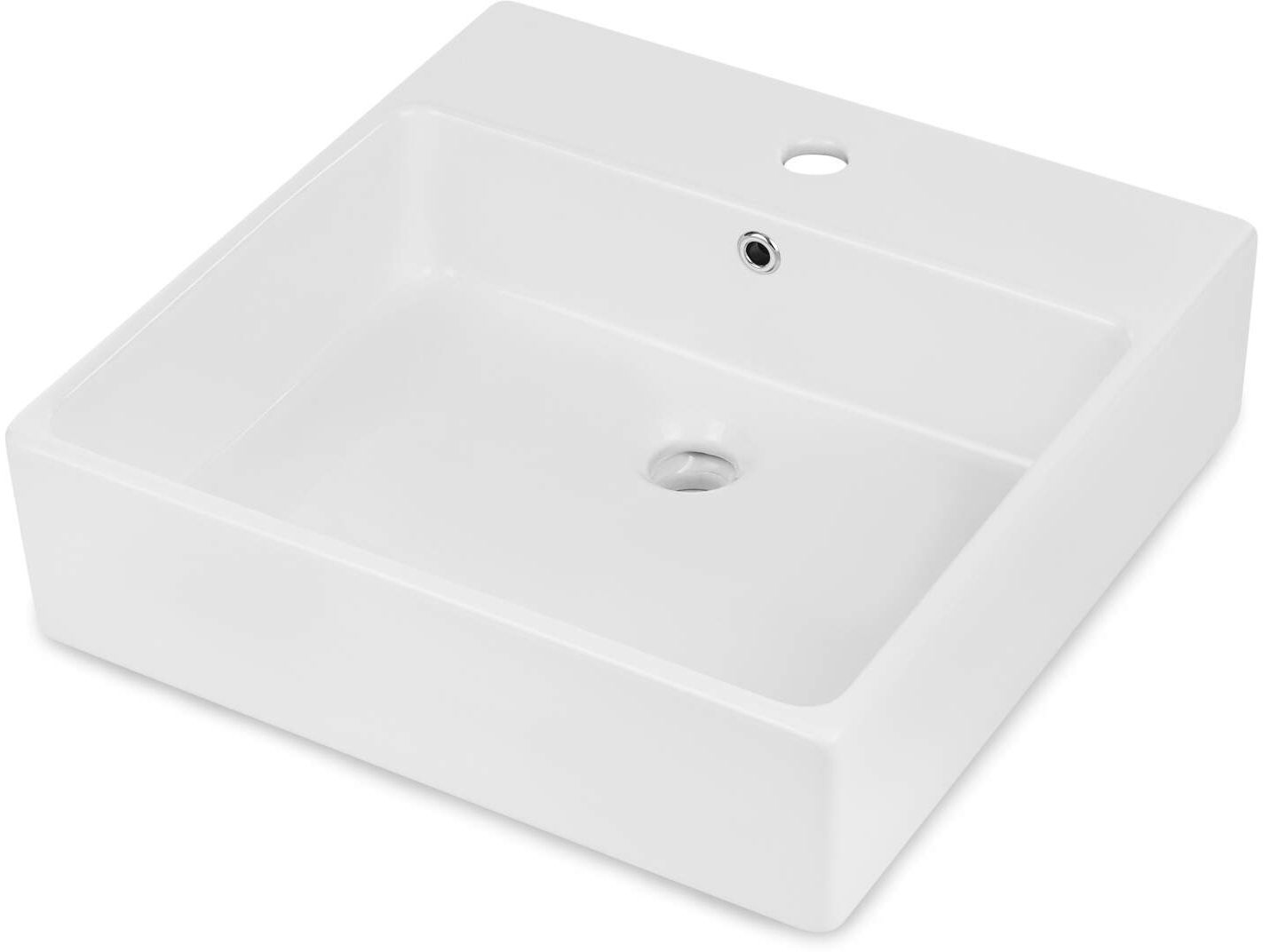 Deante Temisto lavabo 50x50 cm cuadrada sobre encimera blanco CDT_6U5S