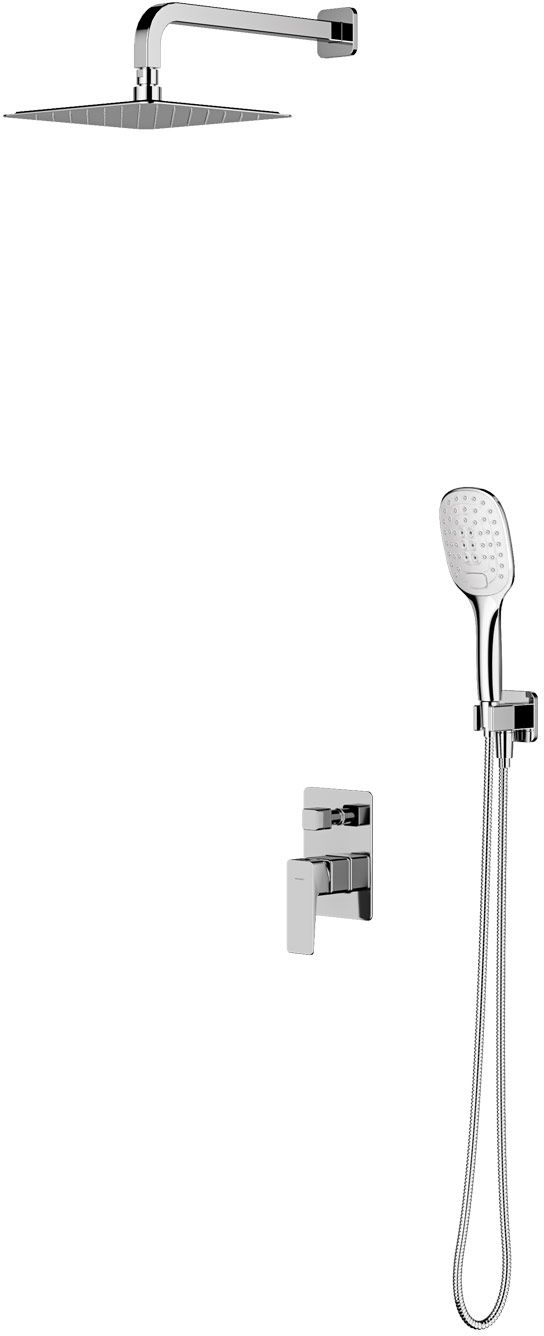 Omnires Parma conjunto de ducha empotrado con rociador con efecto lluvia cromo SYSPM10CR