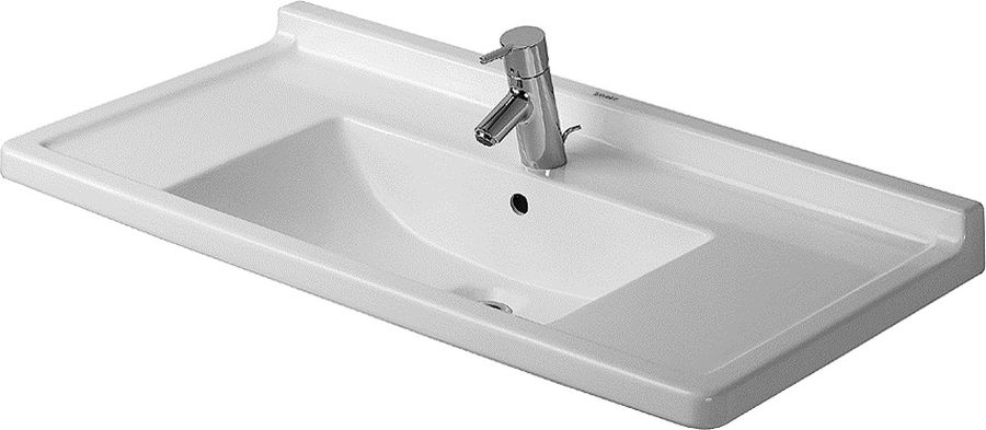 Duravit Starck 3 lavabo 85x48.5 cm rectangular clásico-para mueble-con encimera blanco 03048000001
