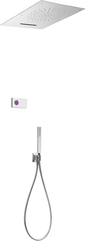 Tres Shower Technology conjunto de ducha empotrado con termostato con rociador con efecto lluvia cromo-blanco 092.863.04