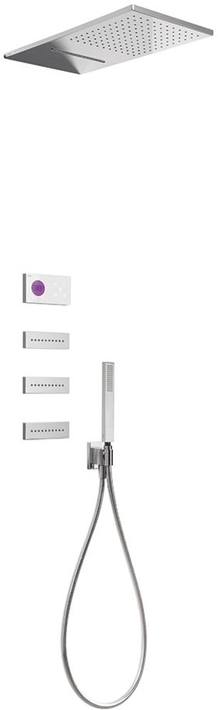 Tres Shower Technology conjunto de ducha empotrado con termostato con rociador con efecto lluvia cromo-blanco 092.864.08