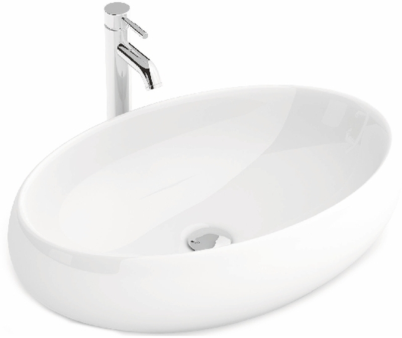 Rea Melania lavabo 60x40.5 cm oval sobre encimera blanco REA-U0656