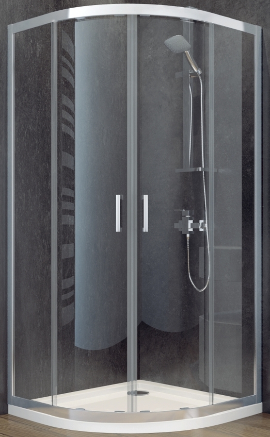 Besco Modern 185 cabina de ducha 90x90 cm semicircular cromo brillo/vidrio con tono grafito MP-90-185-G