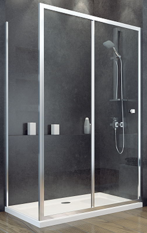 Besco Duo Slide mampara de ducha 90 cm negro brillante/vidrio transparente PDS-90