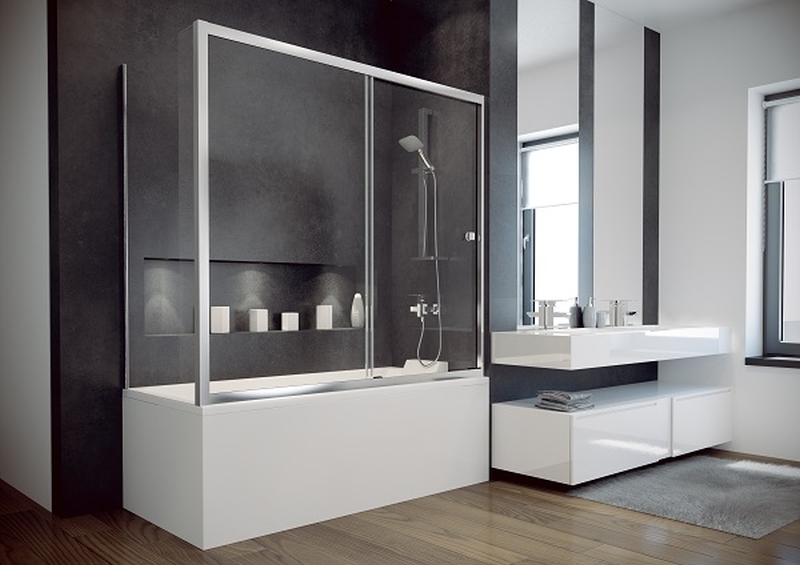 Besco Duo Slide mampara de bañera 70 cm una pieza cromo brillo/vidrio transparente PDS-II-70