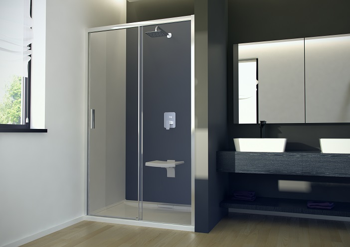 Besco Actis puerta de ducha 100 cm corredera cromo brillante/vidrio transparente DA-100