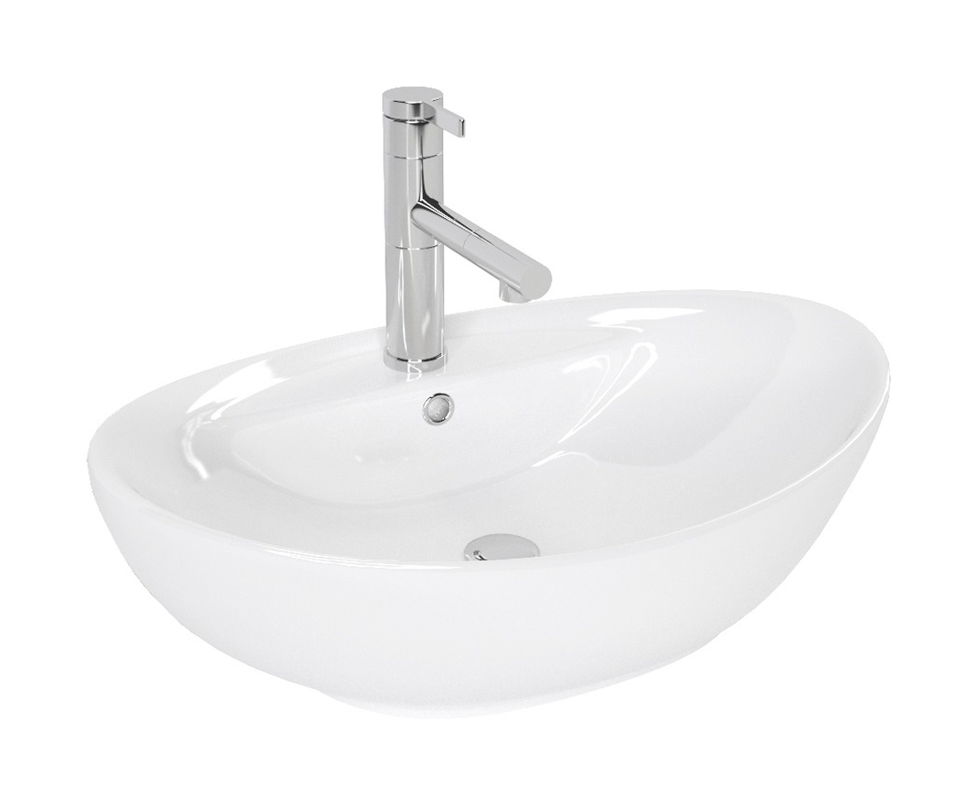 Rea Cindy lavabo 58.5x39 cm oval sobre encimera blanco REA-U0155