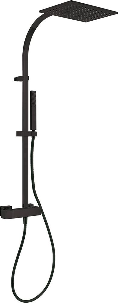 Tres Exclusive conjunto de ducha a pared con rociador con efecto lluvia negro 202.191.01.NM
