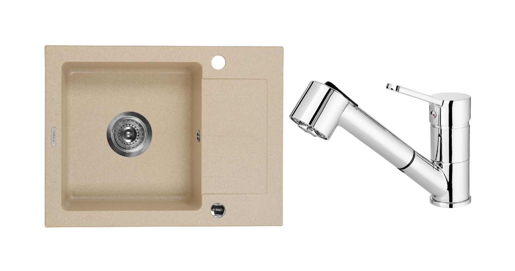 Conjunto fregadero de granito Deante Zorba ZQZ_711A, grifo de cocina Deante Narcyz BDN_071M