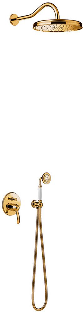 Tres Monoclasic conjunto de ducha empotrado con rociador con efecto lluvia oro 242.180.03.OR