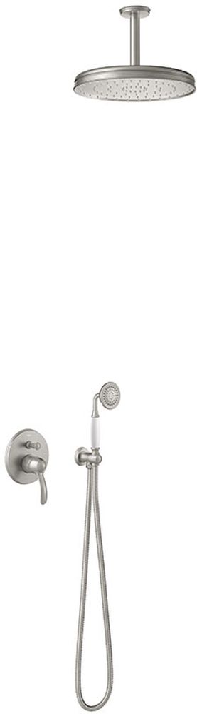 Tres Monoclasic conjunto de ducha empotrado con rociador con efecto lluvia acero 242.180.04.AC