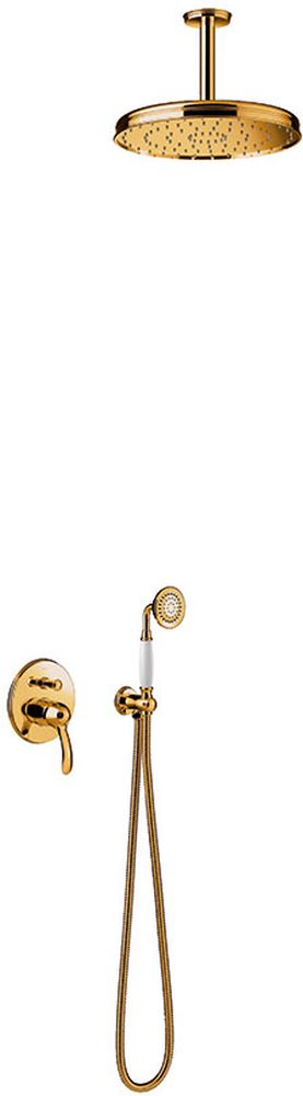 Tres Monoclasic conjunto de ducha empotrado con rociador con efecto lluvia oro 242.180.04.OR