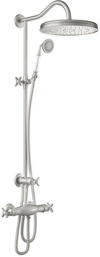 Tres Monoclasic conjunto de ducha a pared con termostato con rociador con efecto lluvia acero 242.195.01.AC