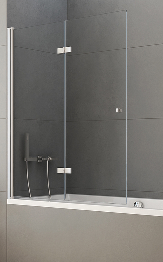 New Trendy New Soleo mampara de bañera 100 cm dos piezas cromo brillo/vidrio transparente P-0028