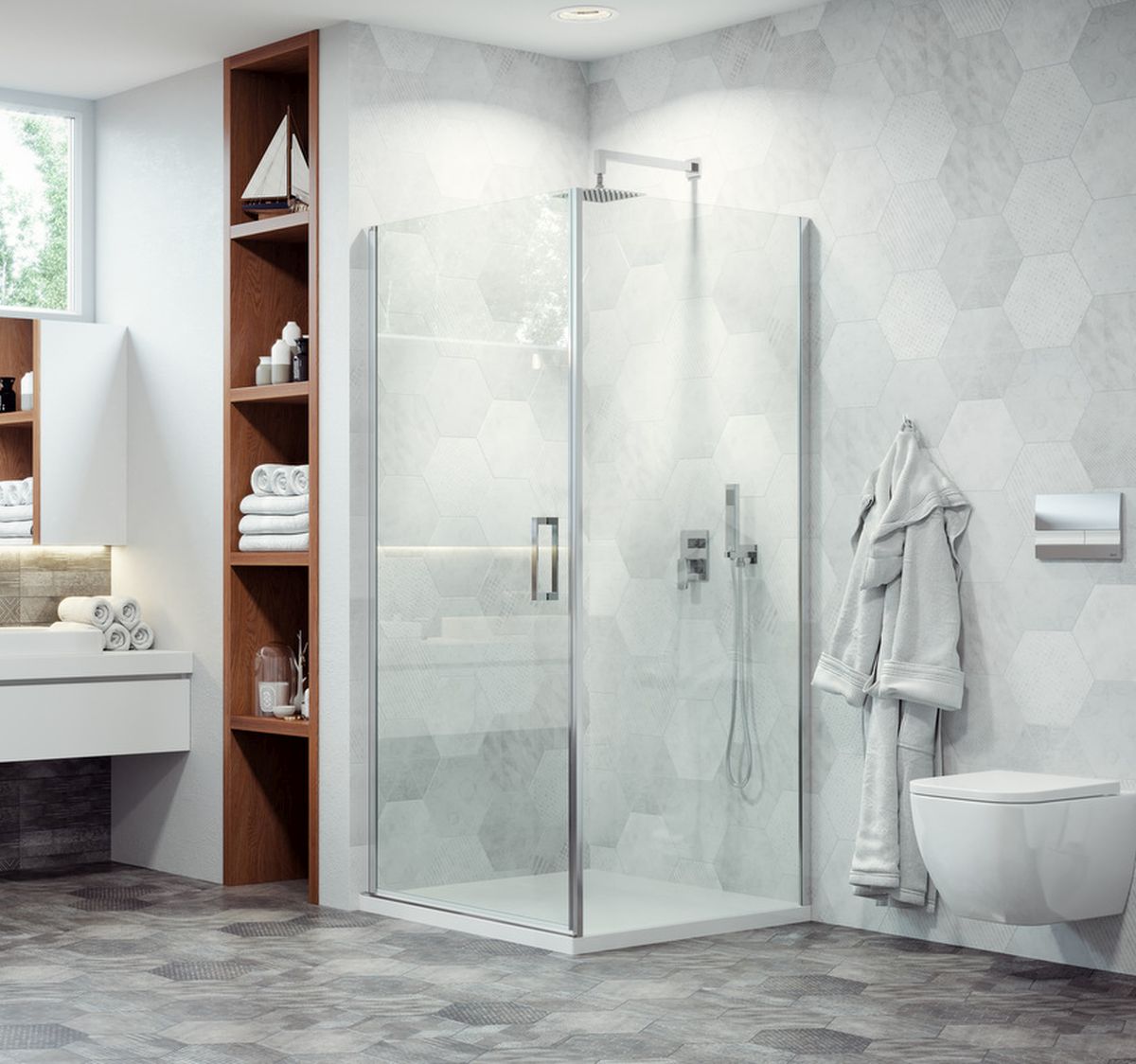 Excellent Mazo mampara de ducha 90 cm cromo brillante/vidrio transparente KAEX.3006.1010.9000.LP