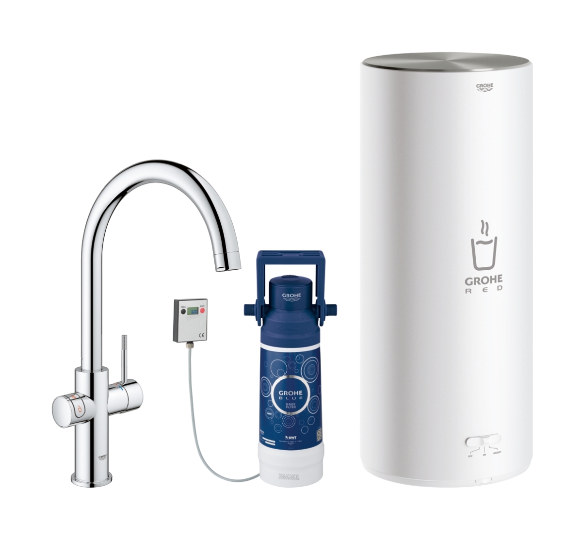 Grohe Red grifo de cocina con calentador de agua de pie StarLight Chrome 30079001
