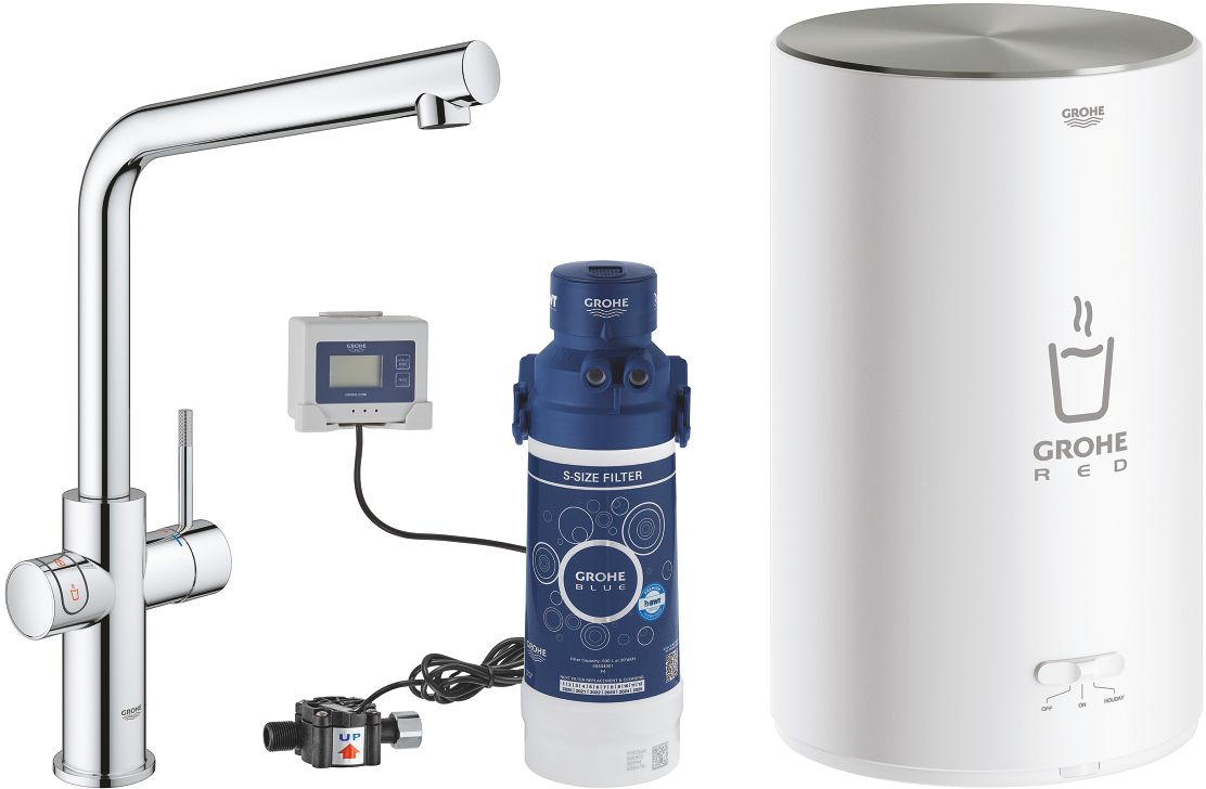 Grohe Red grifo de cocina con calentador de agua de pie StarLight Chrome 30327001