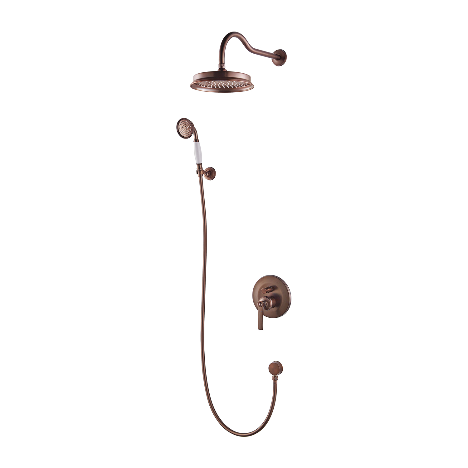 Omnires Armance conjunto de ducha empotrado con rociador con efecto lluvia cobre SYSAM10ORB