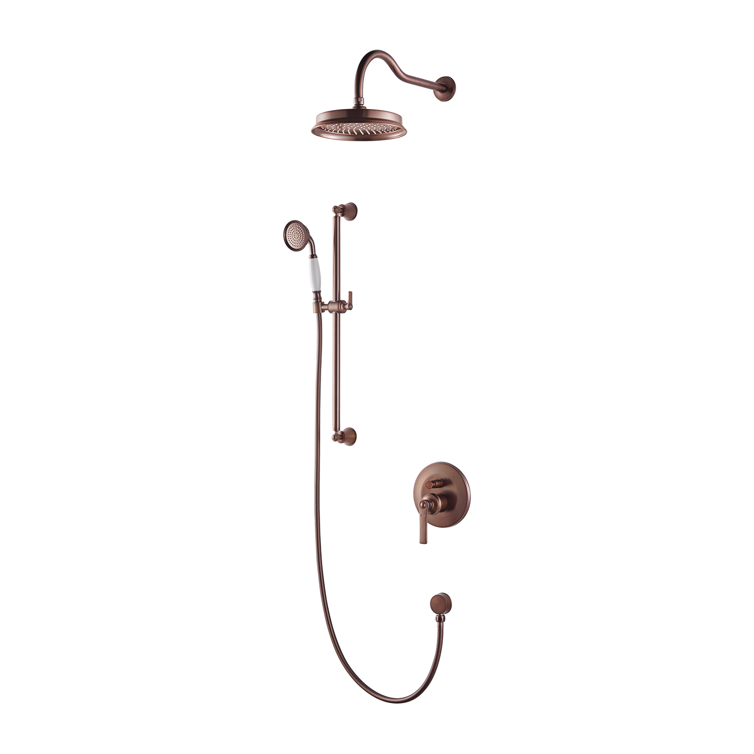 Omnires Armance conjunto de ducha empotrado con rociador con efecto lluvia cobre SYSAM20ORB