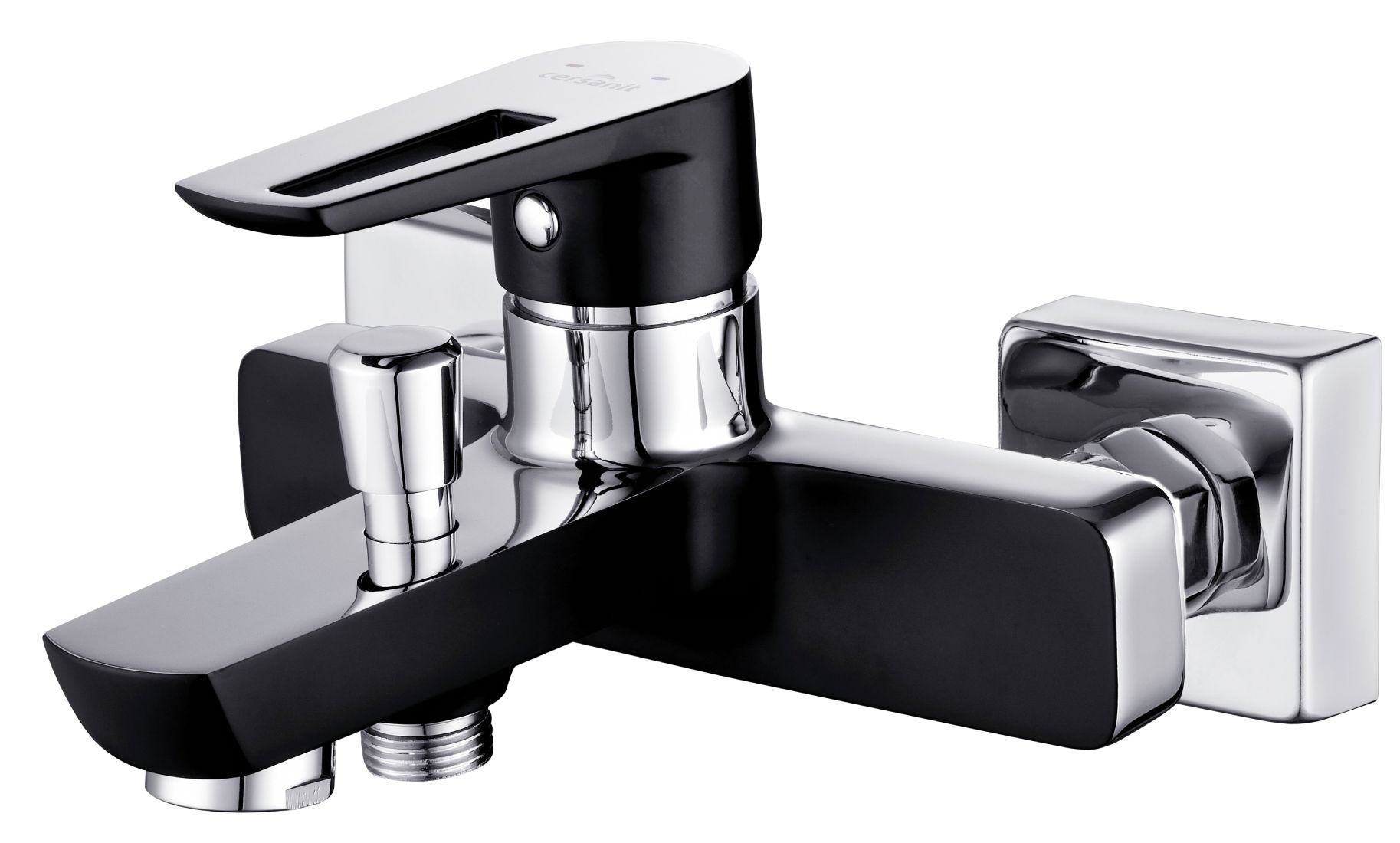 Cersanit Mille grifo de bañera y ducha a pared cromo-negro S951-009