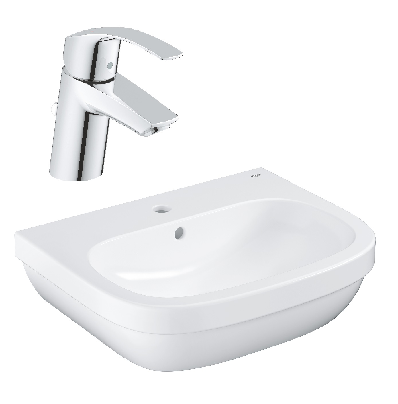 Conjunto lavabo Grohe Euro Ceramic 39335000, grifo para lavabo Grohe Eurosmart 33265002