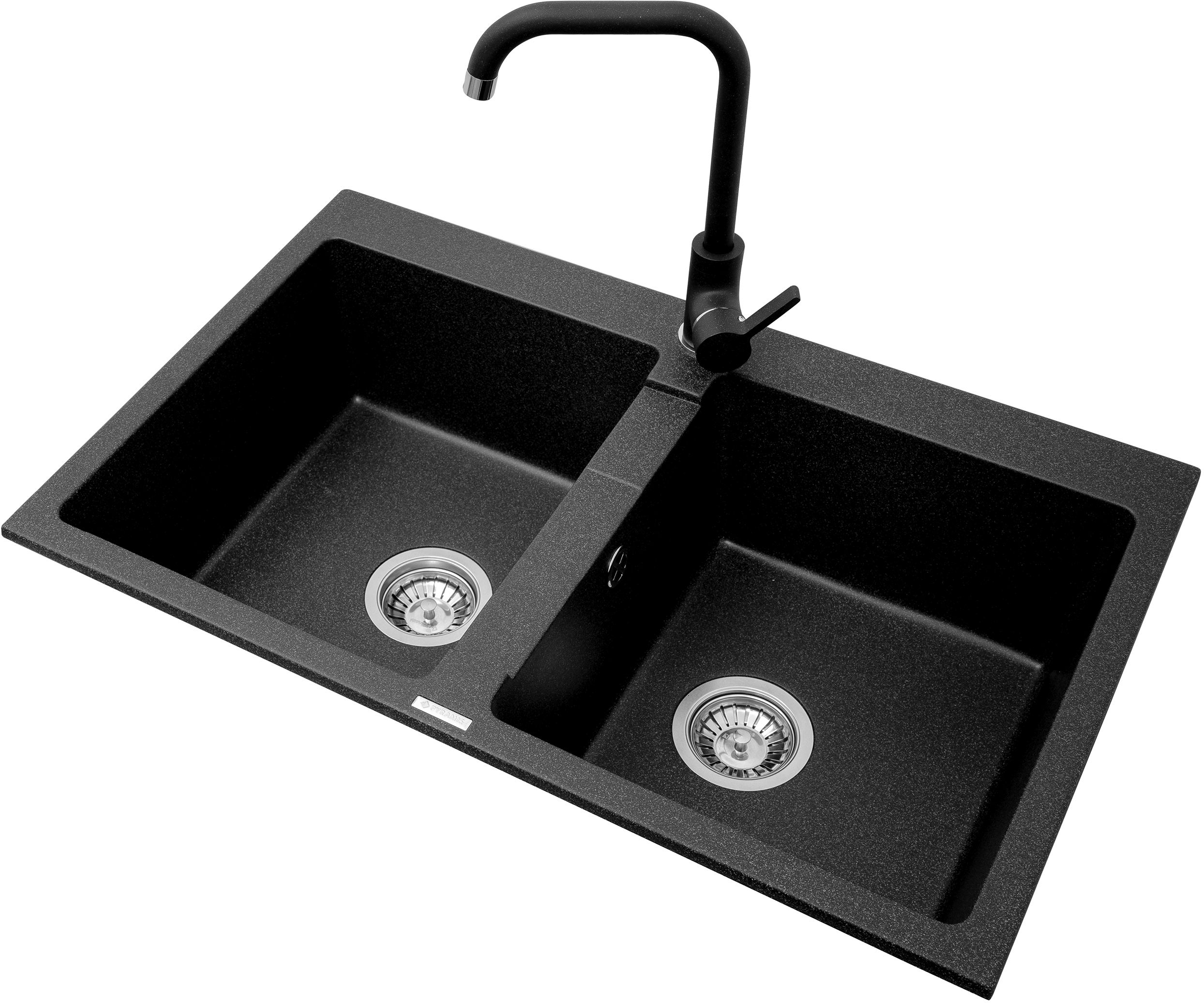 Pyramis Sparta fregadero de granito 78x50 cm negro 070053201