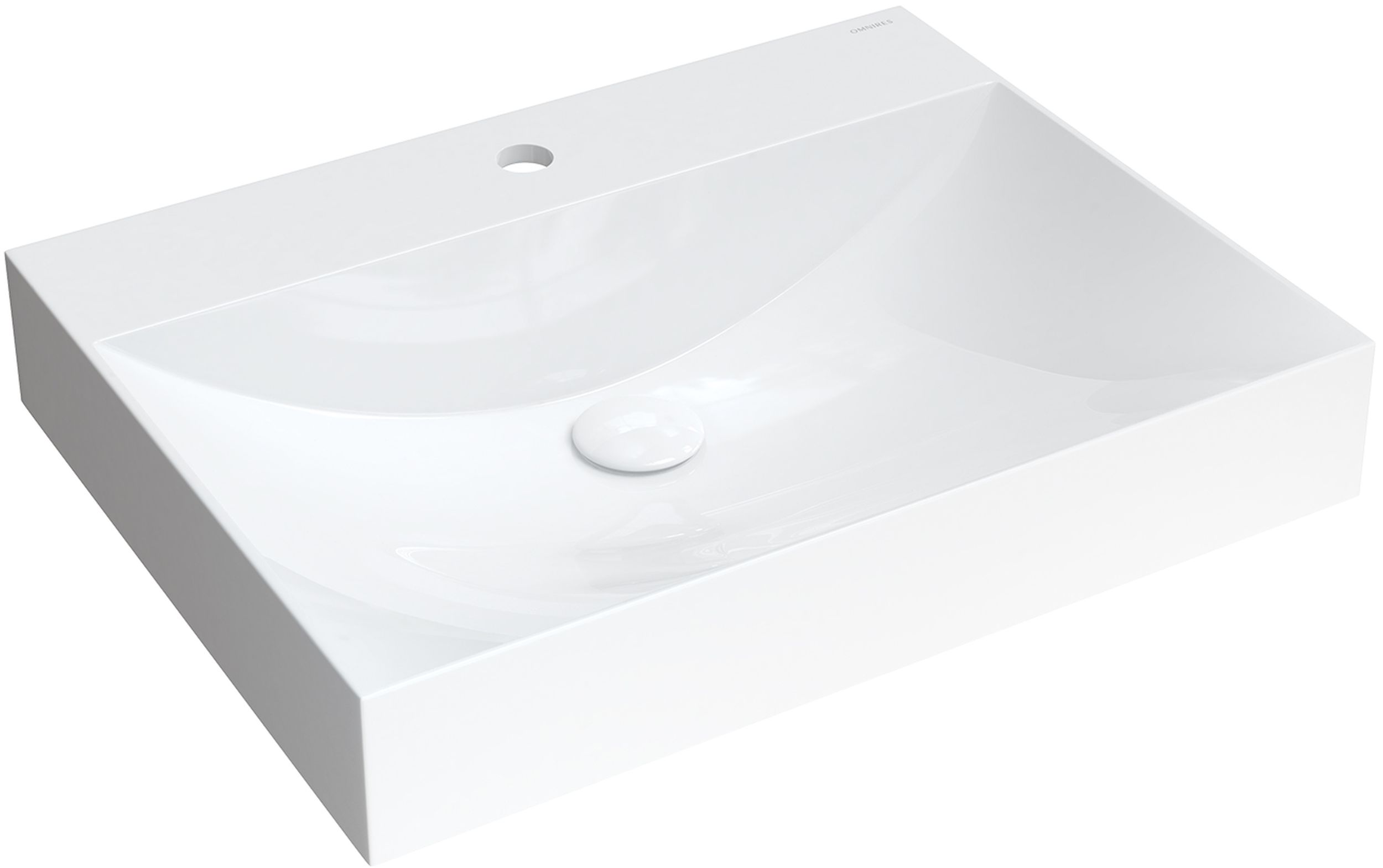 Omnires M+ lavabo 60x46 cm rectangular sobre encimera blanco NAXOS600BP