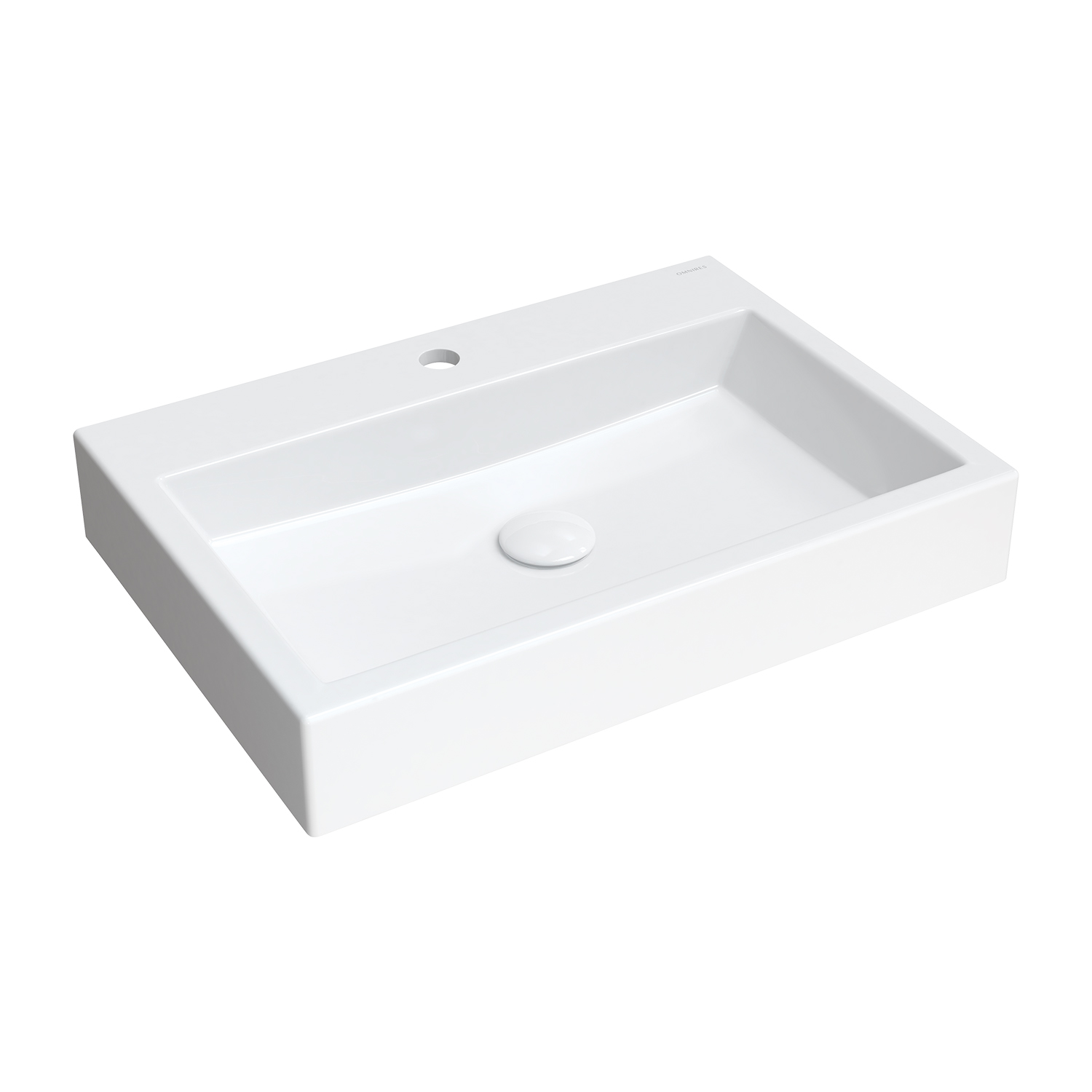 Omnires M+ lavabo 60x42 cm rectangular sobre encimera blanco THASOS600BP
