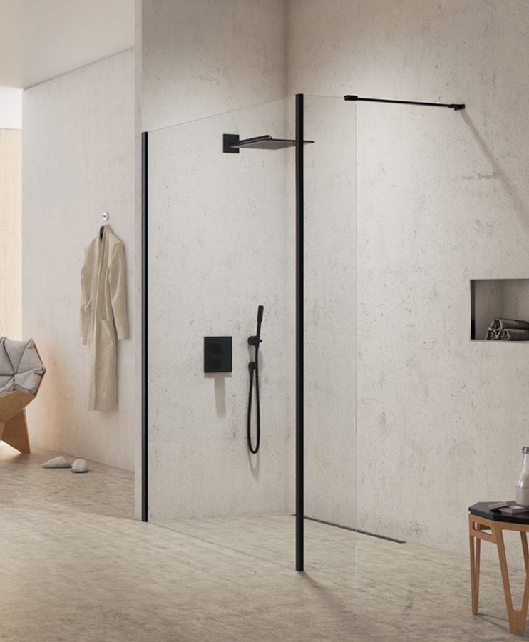 New Trendy New Modus Black mampara de ducha walk-in 100 cm negro mate/vidrio transparente EXK-0066