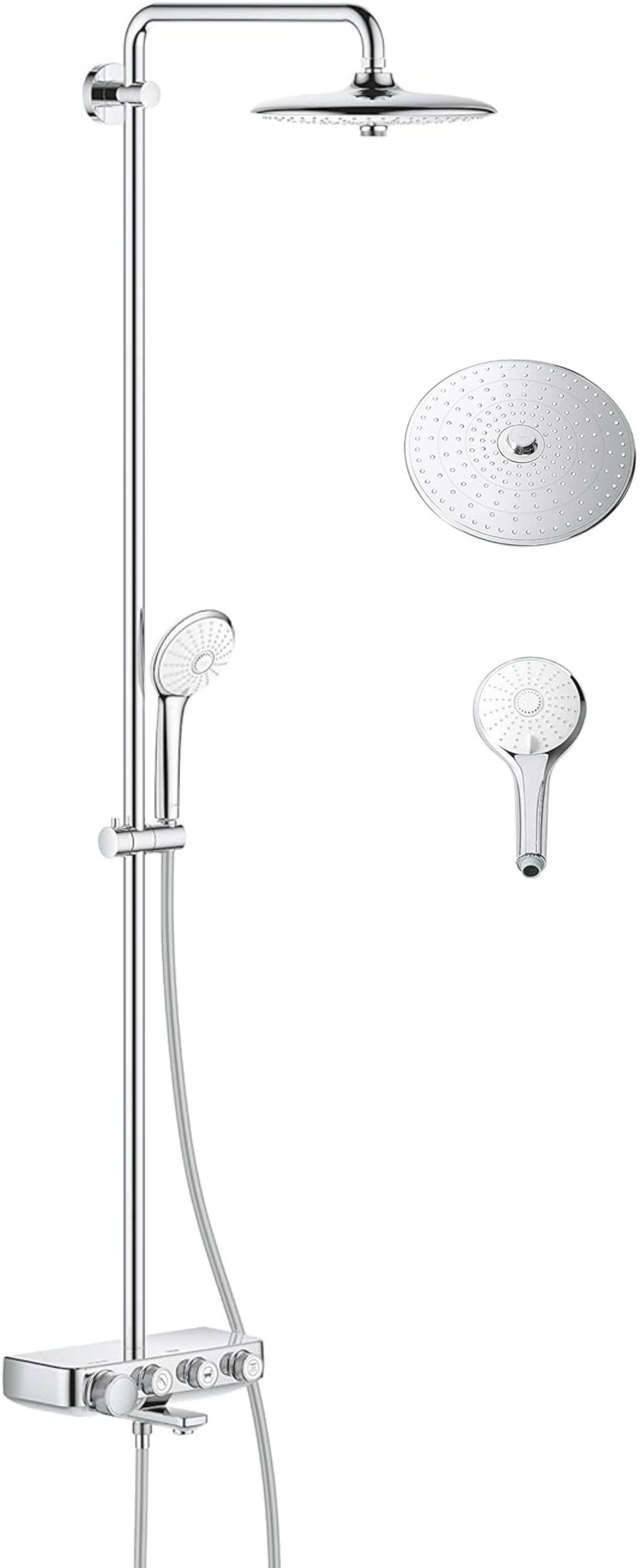 Grohe Euphoria conjunto de ducha a pared con termostato con rociador con efecto lluvia StarLight Chrome 26510000