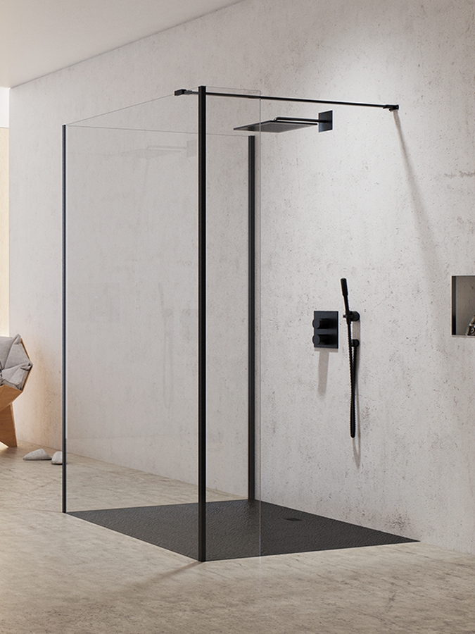 New Trendy New Modus Black mampara de ducha walk-in 80 cm negro mate/vidrio transparente EXK-0078