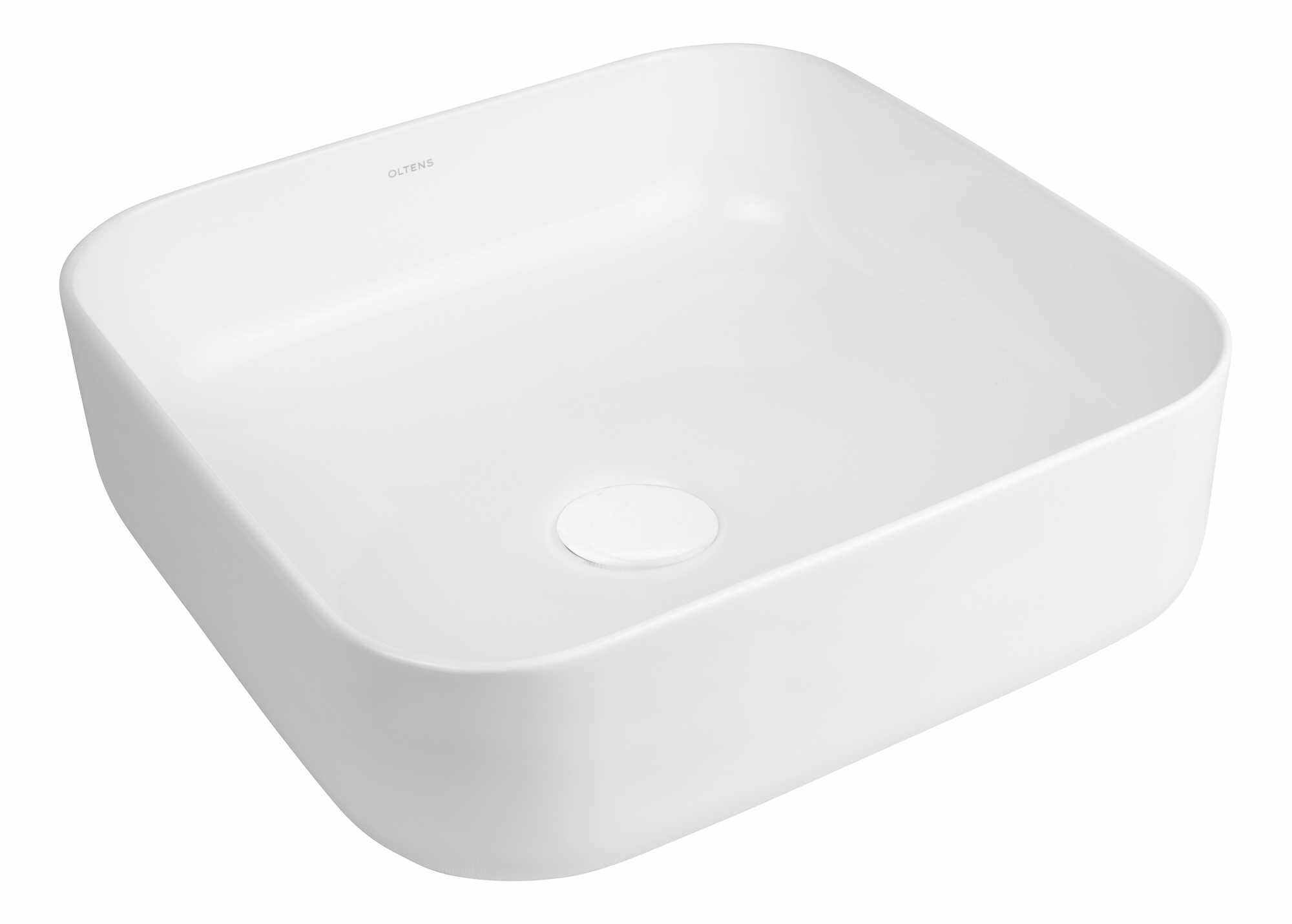 Oltens Hadsel lavabo 38.5x38.5 cm cuadrada sobre encimera blanco brillante 40307000