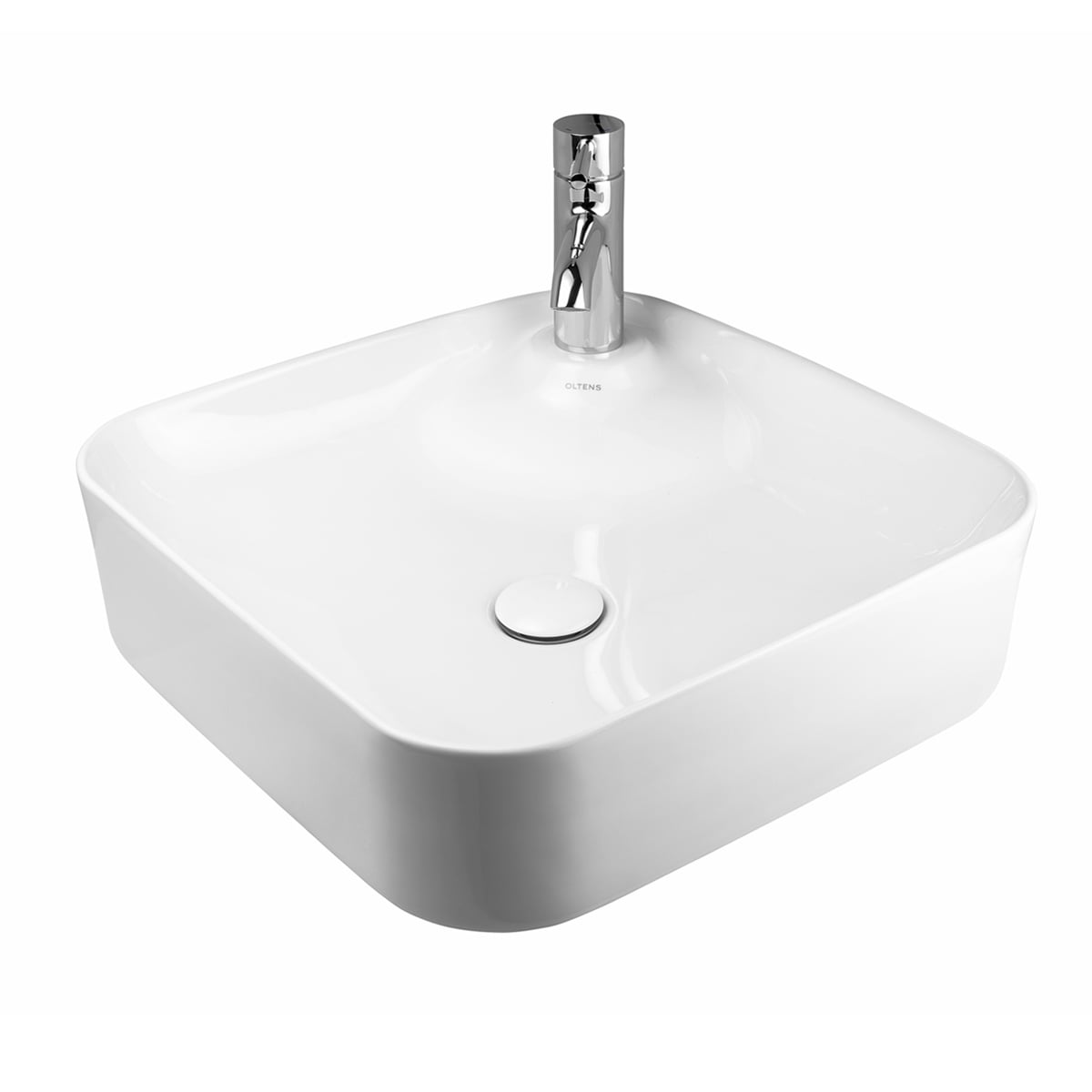 Oltens Lysake lavabo 42.5x42.5 cm cuadrada sobre encimera blanco 41308000