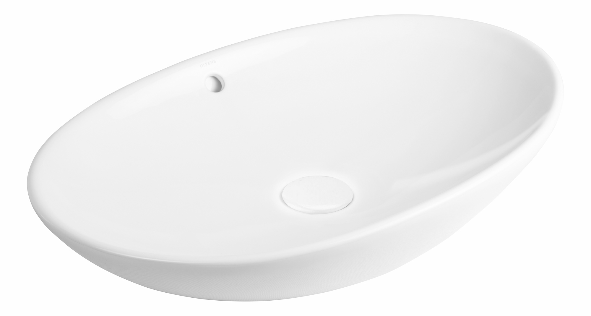 Oltens Sogne lavabo 63x42 cm oval sobre encimera blanco brillante 40310000