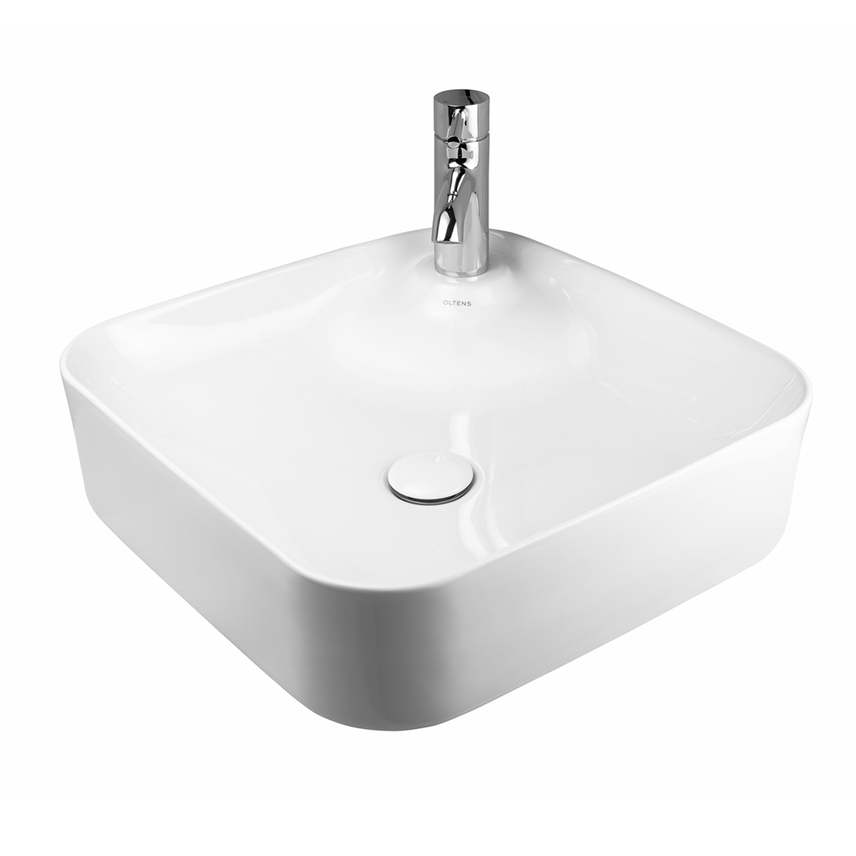 Oltens Lysake lavabo 42.5x42.5 cm cuadrada sobre encimera blanco 41808000