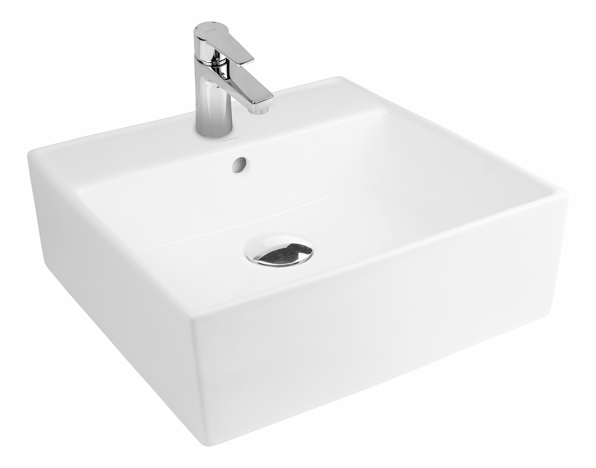 Oltens Hyls lavabo 47x47 cm cuadrada sobre encimera blanco 41809000