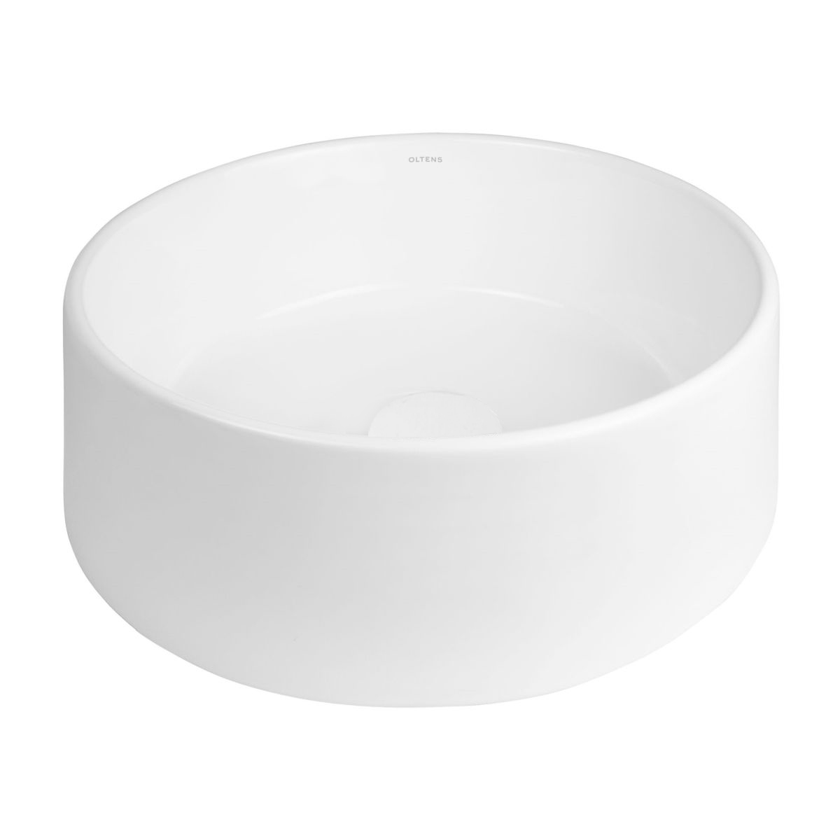 Oltens Lagde lavabo 40x40 cm circular sobre encimera blanco brillante 40816000