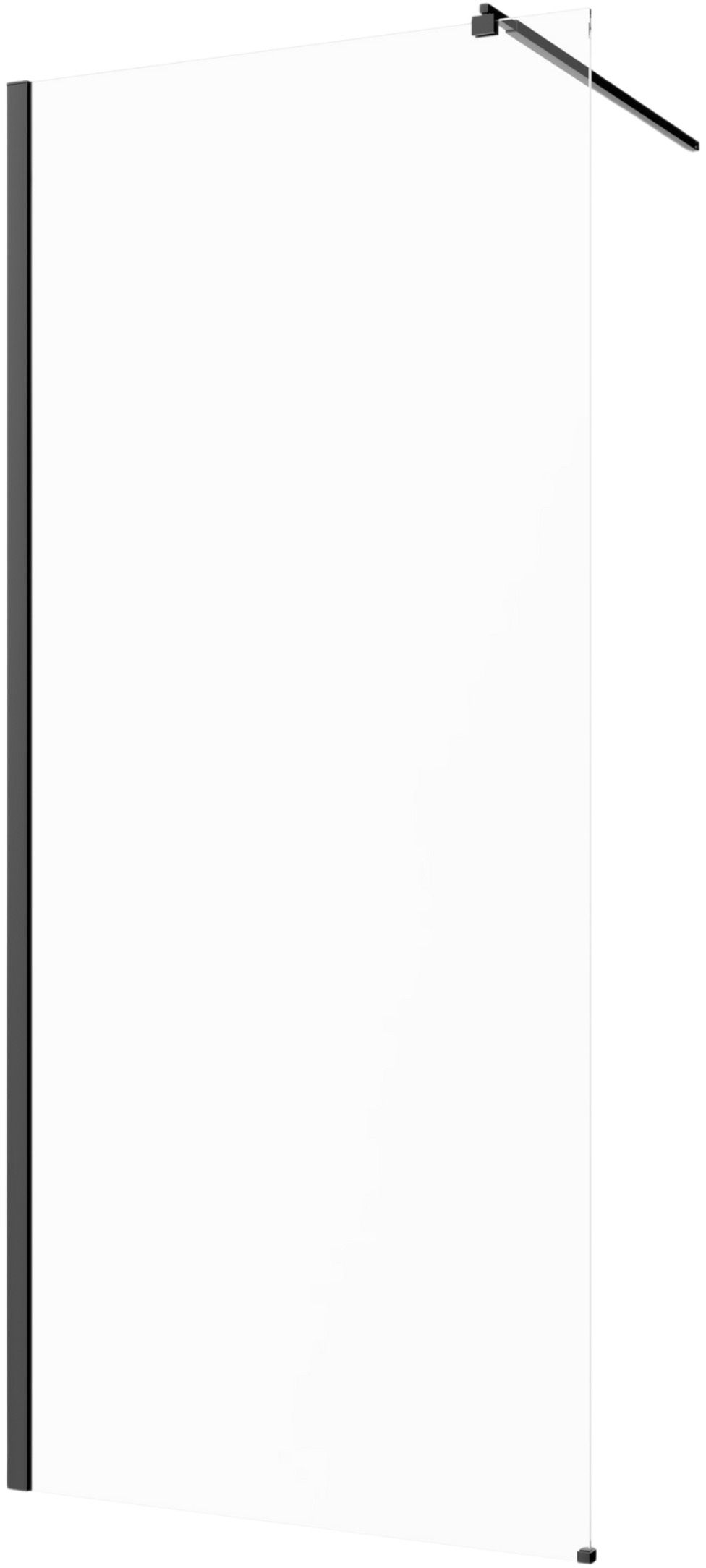 Invena mampara de ducha walk-in 110 cm negro semimate/vidrio transparente AK-32-111