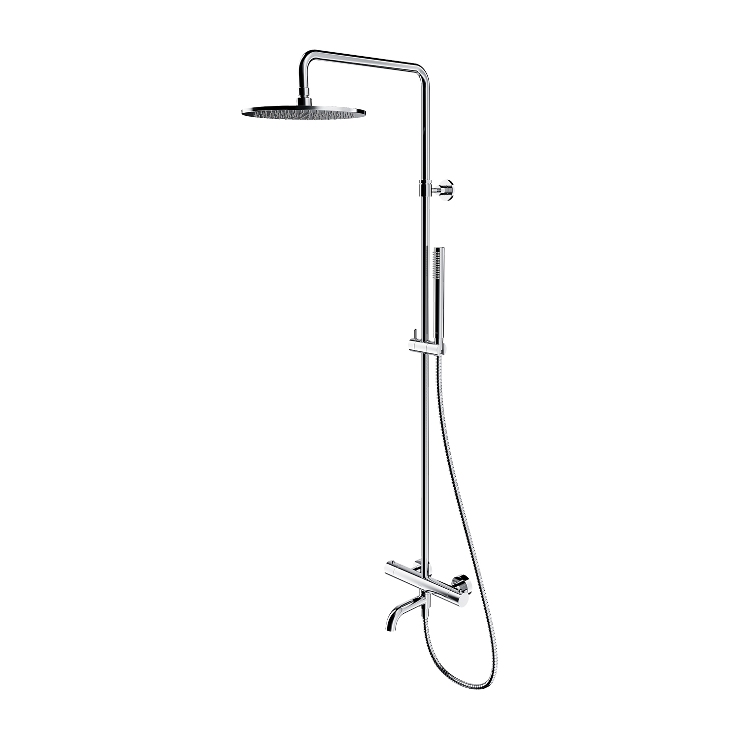 Omnires Y conjunto bañera/ducha a pared con termostato con rociador con efecto lluvia cromo Y1234CR