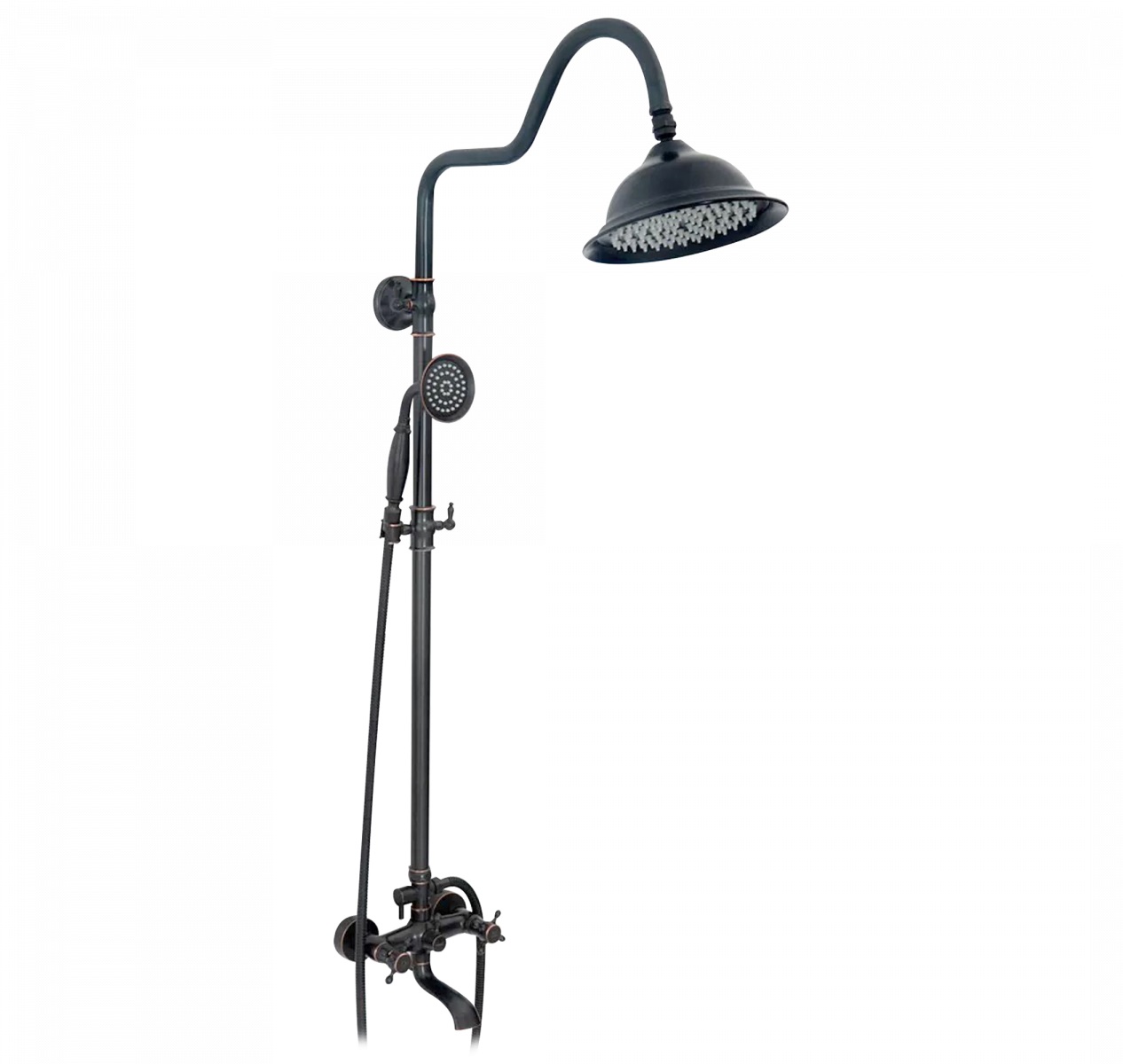 Rea Retro Old Black conjunto bañera/ducha a pared con rociador con efecto lluvia negro REA-P2366