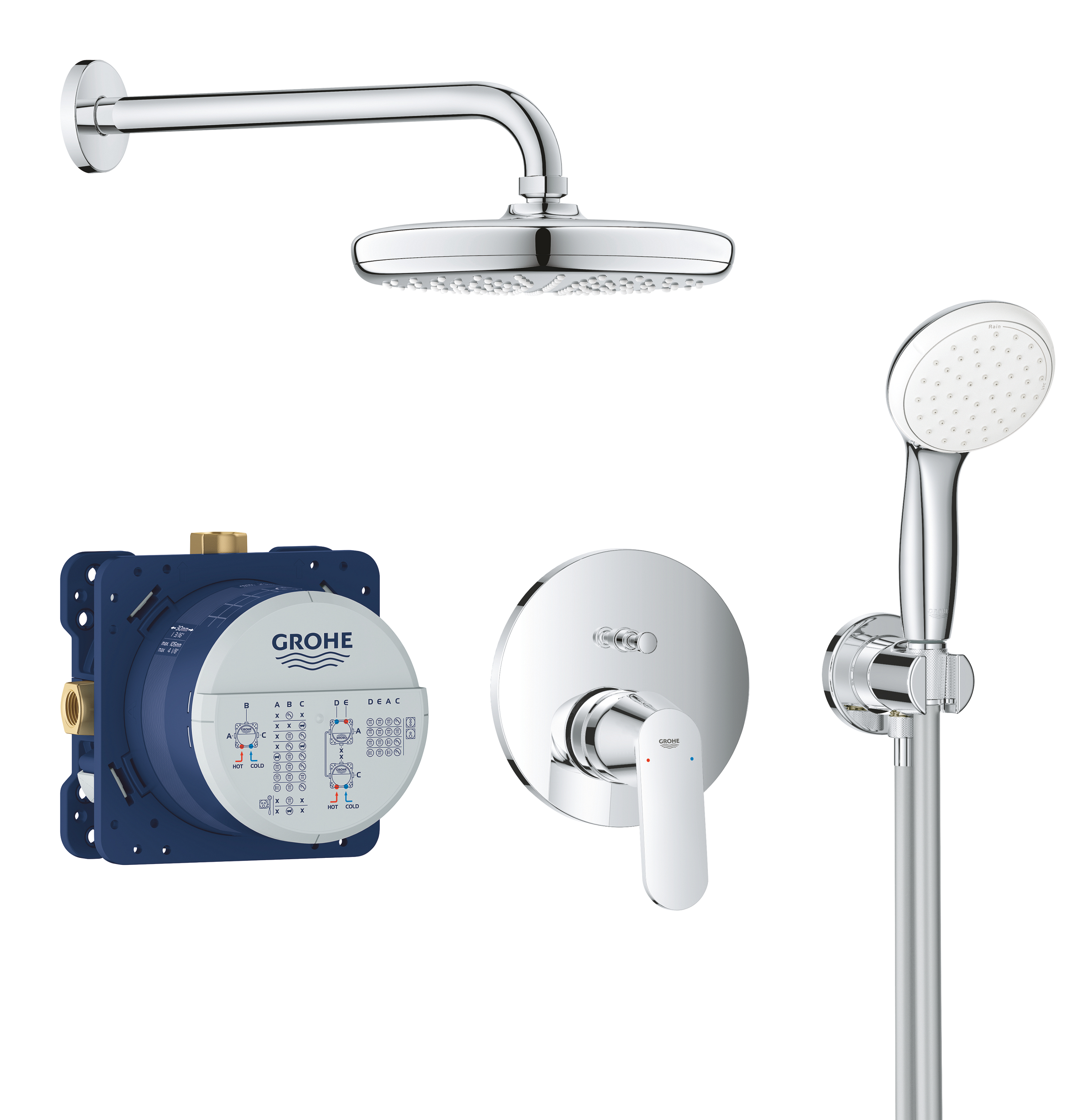Grohe Eurosmart Cosmopolitan zestaw prysznicowy z deszczownicą chrom 25219001