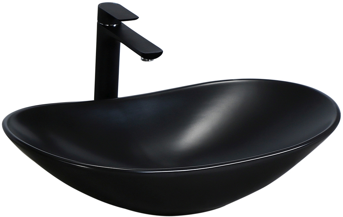 Rea Royal lavabo 62x36 cm oval sobre encimera negro REA-U0442