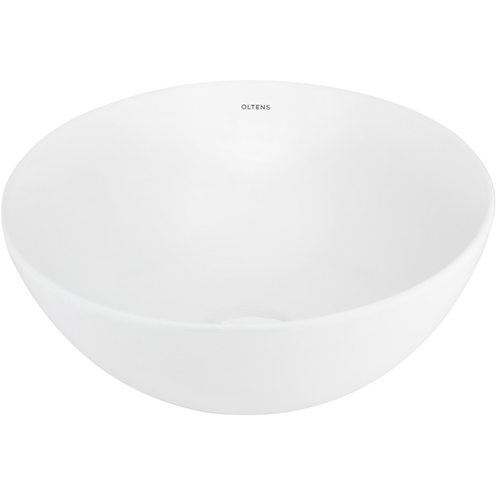 Oltens Jagala lavabo 32x32 cm circular sobre encimera blanco brillante 40817000