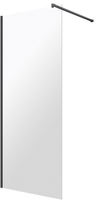 Omnires Marina mampara de ducha walk-in 100 cm negro mate/vidrio transparente DNR10XBLTR