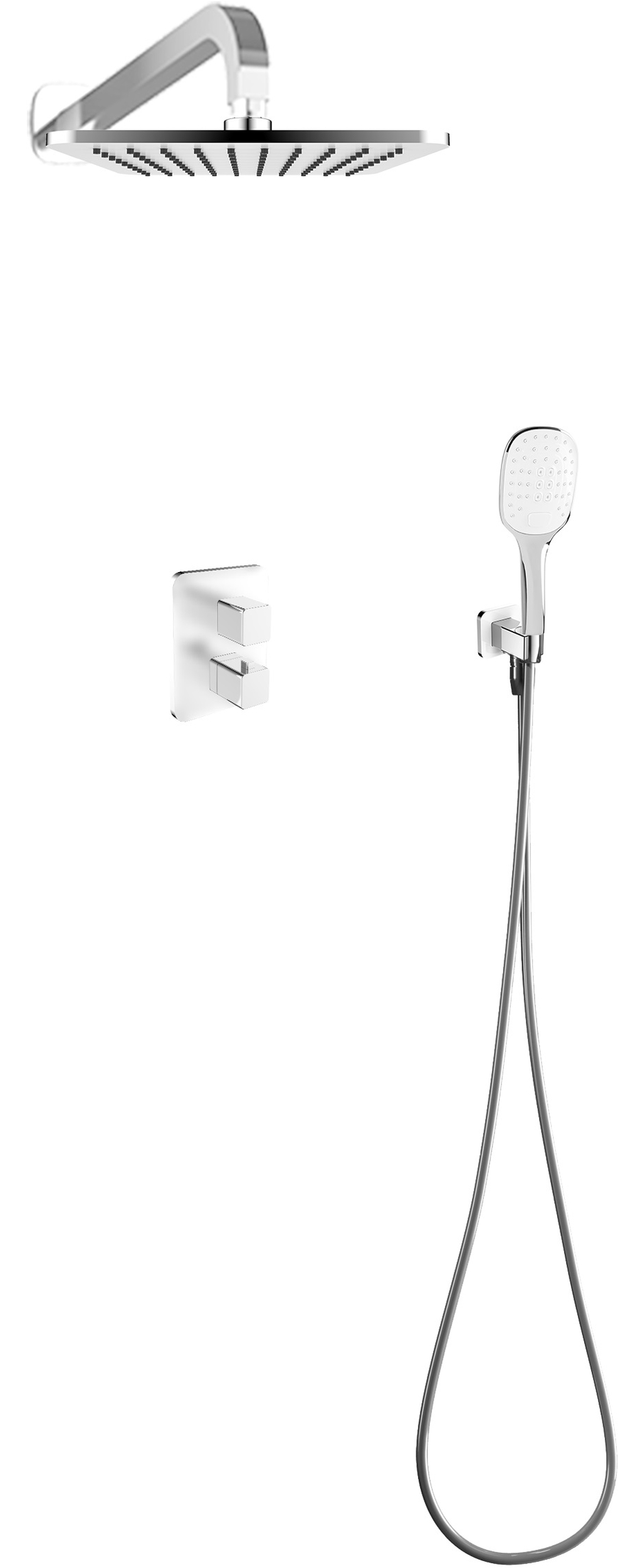 Omnires Sys conjunto de ducha empotrado con termostato con rociador con efecto lluvia cromo-blanco SYSPM17ACRB