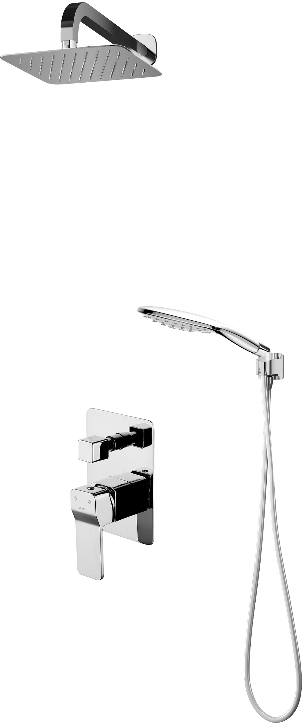Omnires Sys conjunto de ducha empotrado con rociador con efecto lluvia cromo SYSSL10CR