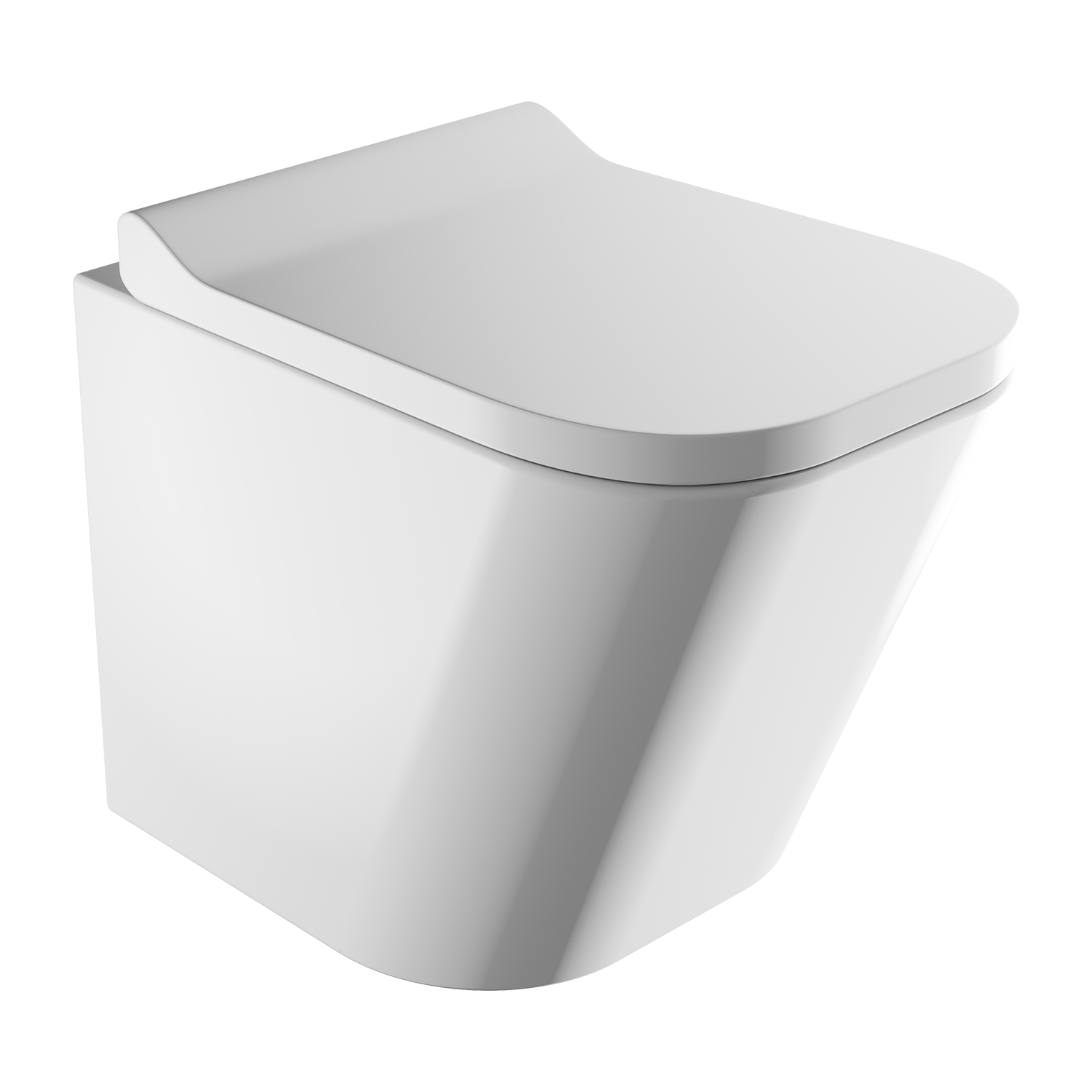 Omnires Fontana taza de inodoro con asiento de cierre suave suspendido sin reborde blanco brillante FONTANAMWBP